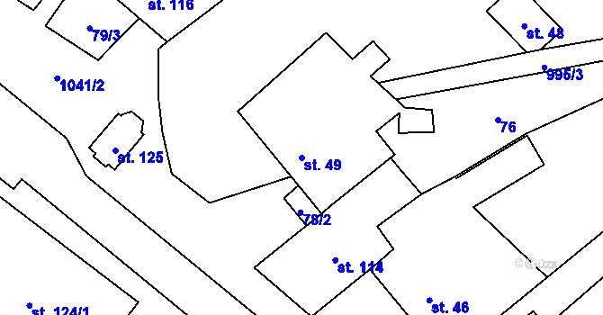 Parcela st. 49 v KÚ Hvozd u Konice, Katastrální mapa