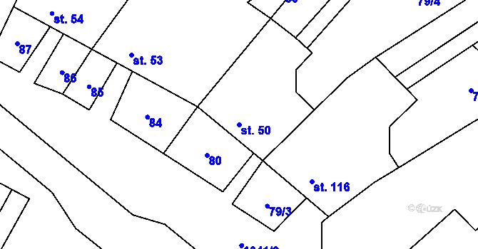 Parcela st. 50 v KÚ Hvozd u Konice, Katastrální mapa