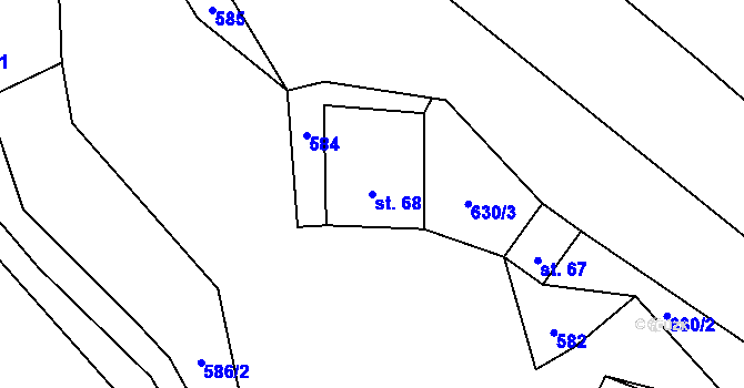 Parcela st. 68 v KÚ Hvozd u Konice, Katastrální mapa