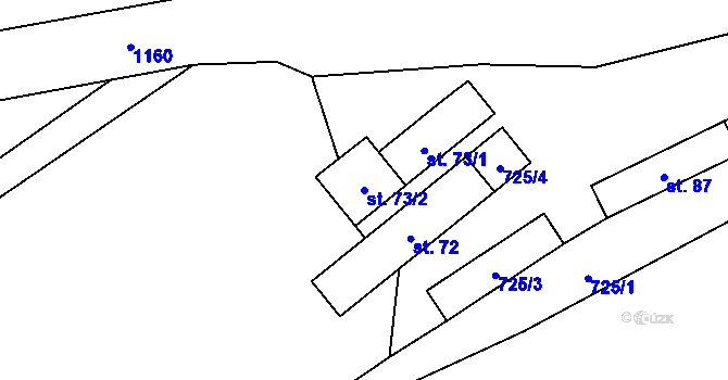 Parcela st. 73/2 v KÚ Hvozd u Konice, Katastrální mapa