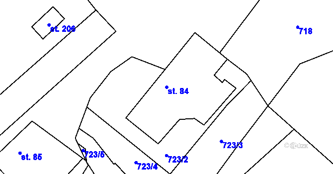 Parcela st. 84 v KÚ Hvozd u Konice, Katastrální mapa