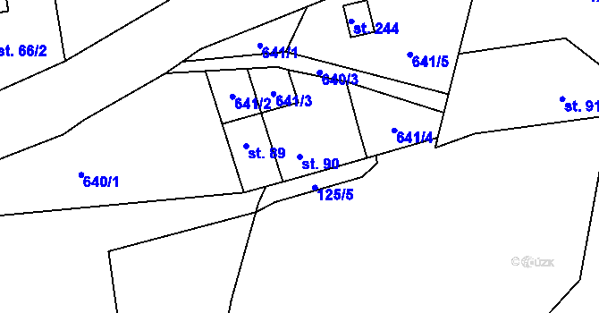 Parcela st. 90 v KÚ Hvozd u Konice, Katastrální mapa