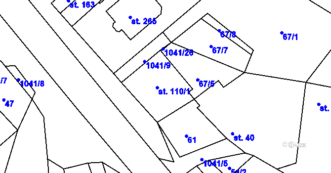 Parcela st. 110 v KÚ Hvozd u Konice, Katastrální mapa