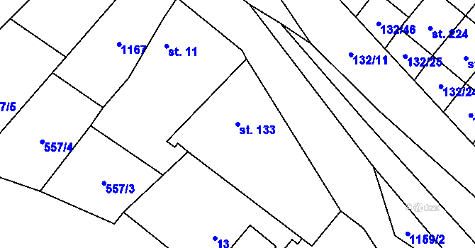 Parcela st. 133 v KÚ Hvozd u Konice, Katastrální mapa