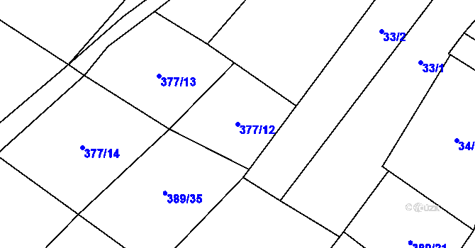 Parcela st. 377/12 v KÚ Hvozd u Konice, Katastrální mapa