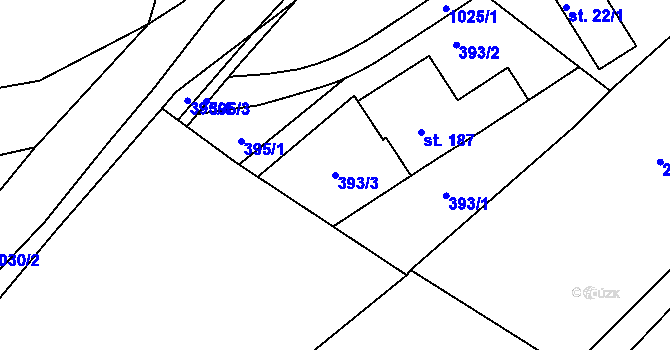 Parcela st. 393/3 v KÚ Hvozd u Konice, Katastrální mapa