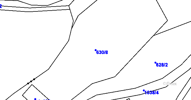 Parcela st. 630/8 v KÚ Hvozd u Konice, Katastrální mapa