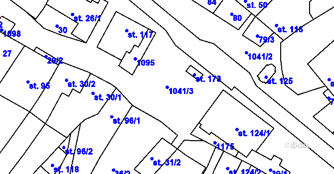 Parcela st. 1041/3 v KÚ Hvozd u Konice, Katastrální mapa