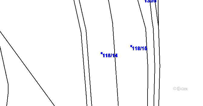 Parcela st. 118/14 v KÚ Hvozd u Konice, Katastrální mapa