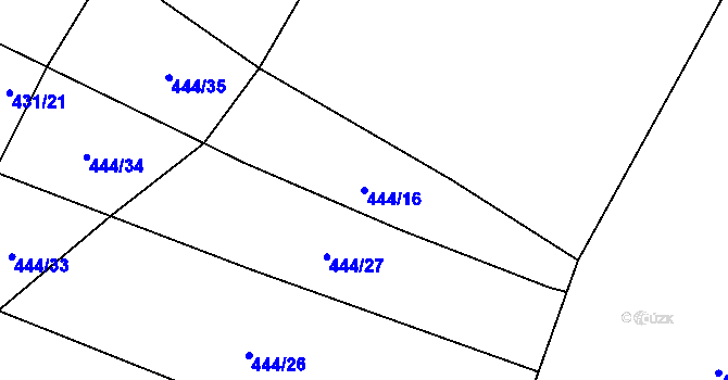Parcela st. 444/16 v KÚ Hvozd u Konice, Katastrální mapa
