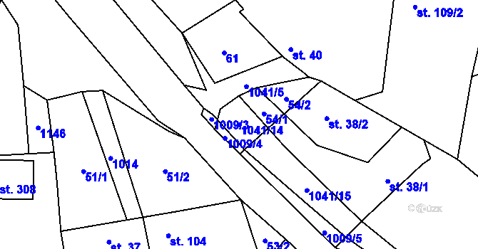Parcela st. 1041/14 v KÚ Hvozd u Konice, Katastrální mapa