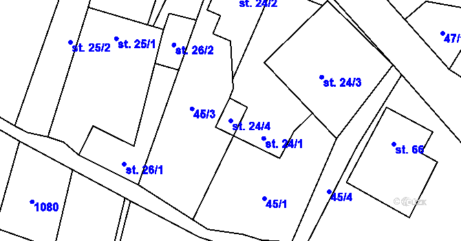 Parcela st. 24/4 v KÚ Klužínek, Katastrální mapa