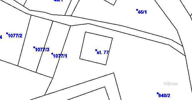 Parcela st. 77 v KÚ Klužínek, Katastrální mapa