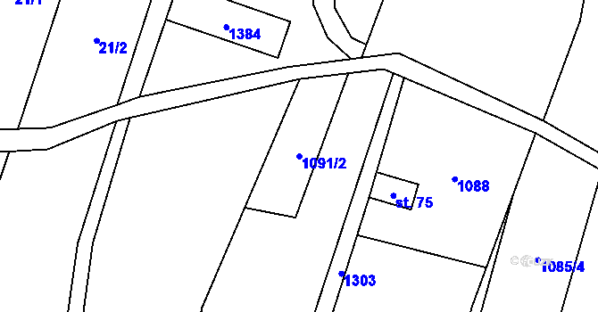Parcela st. 1091/2 v KÚ Klužínek, Katastrální mapa