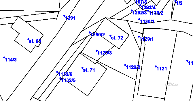 Parcela st. 1129/3 v KÚ Klužínek, Katastrální mapa