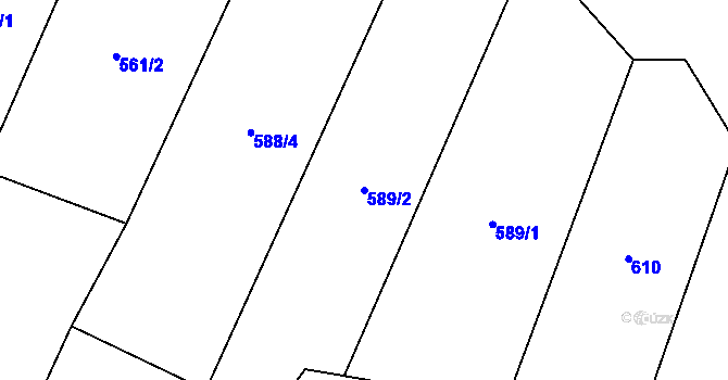 Parcela st. 589/2 v KÚ Klužínek, Katastrální mapa