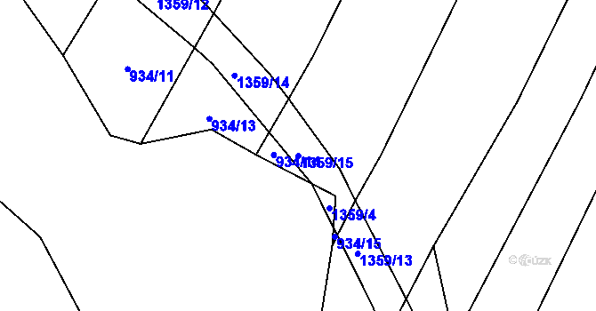 Parcela st. 1359/15 v KÚ Klužínek, Katastrální mapa