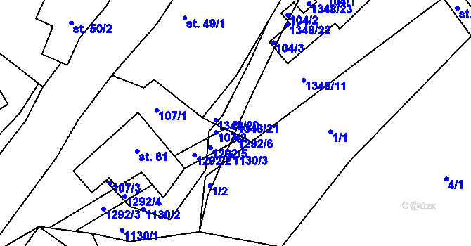 Parcela st. 1348/21 v KÚ Klužínek, Katastrální mapa