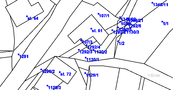 Parcela st. 1292/4 v KÚ Klužínek, Katastrální mapa