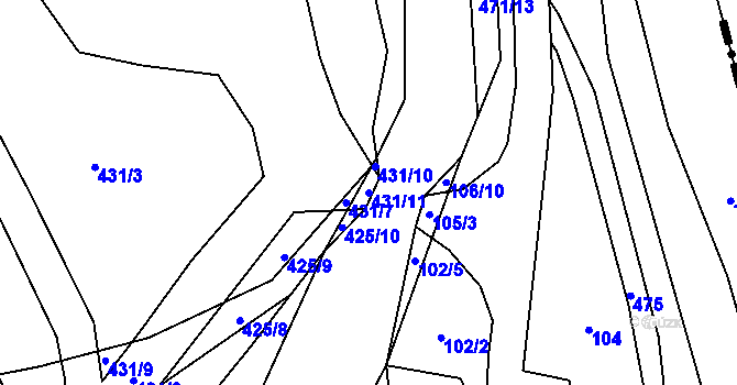 Parcela st. 431/11 v KÚ Vojtěchov u Konice, Katastrální mapa