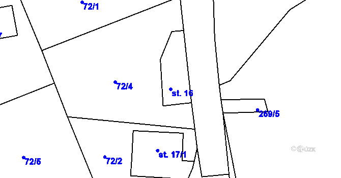 Parcela st. 16 v KÚ Hvozdec, Katastrální mapa