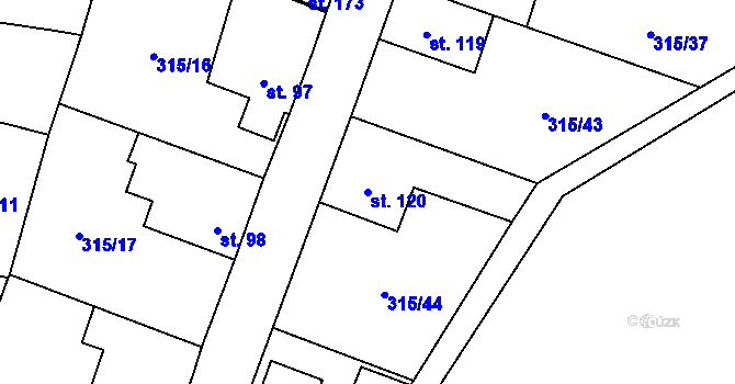 Parcela st. 120 v KÚ Hvozdec, Katastrální mapa