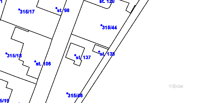 Parcela st. 138 v KÚ Hvozdec, Katastrální mapa