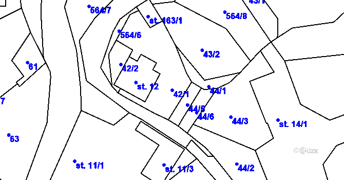 Parcela st. 42/1 v KÚ Hvozdec, Katastrální mapa