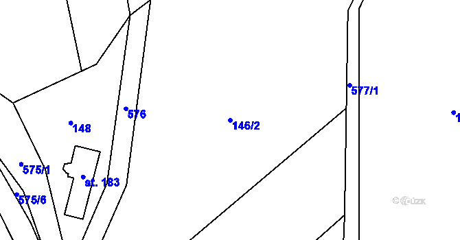Parcela st. 146/2 v KÚ Hvozdec, Katastrální mapa