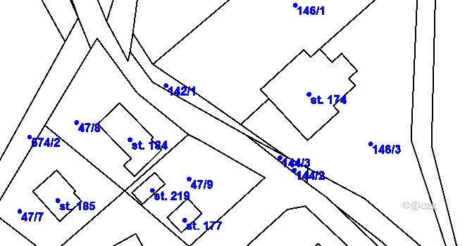 Parcela st. 146/5 v KÚ Hvozdec, Katastrální mapa