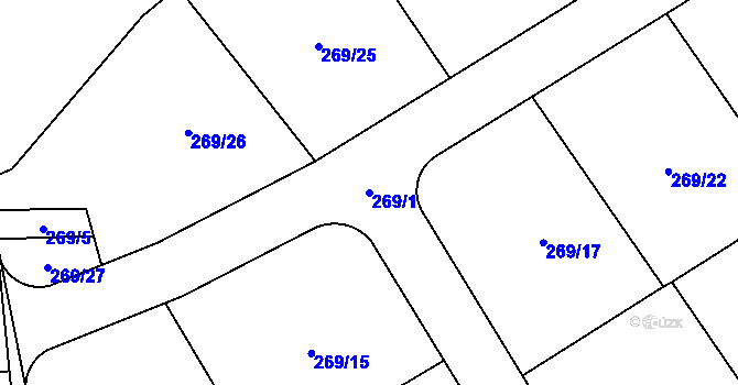 Parcela st. 269/1 v KÚ Hvozdec, Katastrální mapa