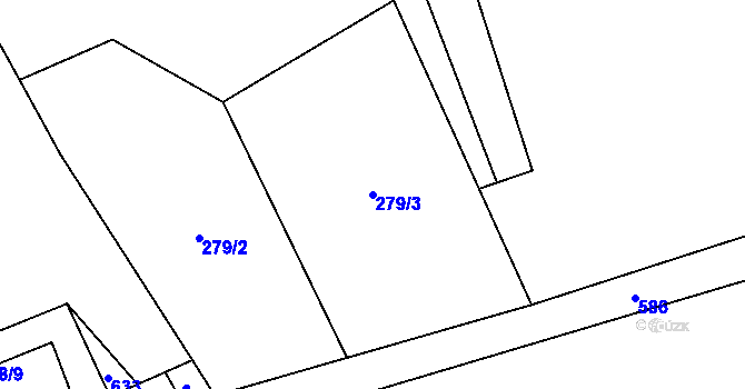 Parcela st. 279/3 v KÚ Hvozdec, Katastrální mapa