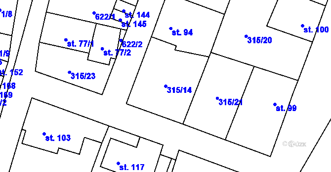 Parcela st. 315/14 v KÚ Hvozdec, Katastrální mapa