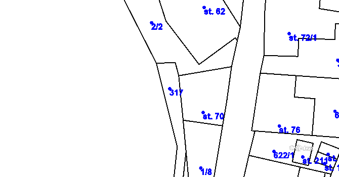 Parcela st. 317 v KÚ Hvozdec, Katastrální mapa