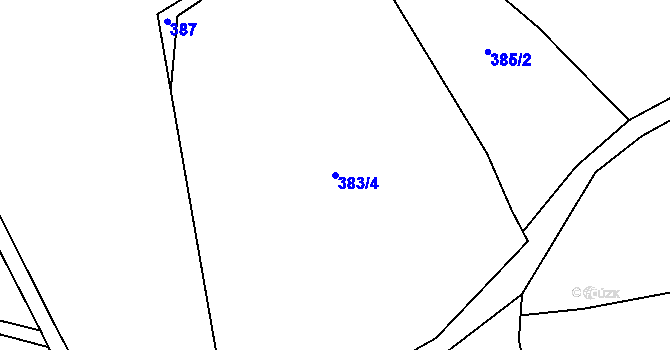 Parcela st. 383/4 v KÚ Hvozdec, Katastrální mapa