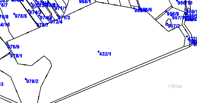 Parcela st. 432/1 v KÚ Hvozdec, Katastrální mapa