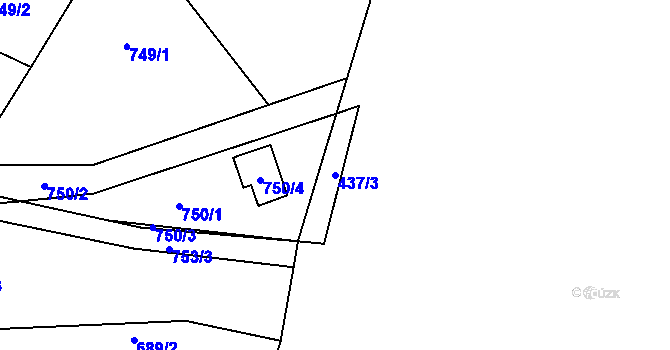 Parcela st. 437/3 v KÚ Hvozdec, Katastrální mapa