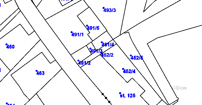 Parcela st. 452/2 v KÚ Hvozdec, Katastrální mapa