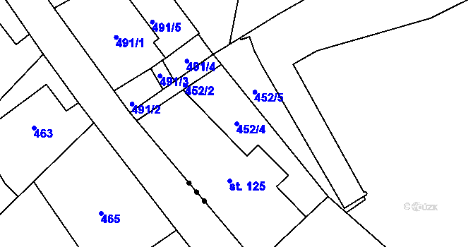 Parcela st. 452/4 v KÚ Hvozdec, Katastrální mapa