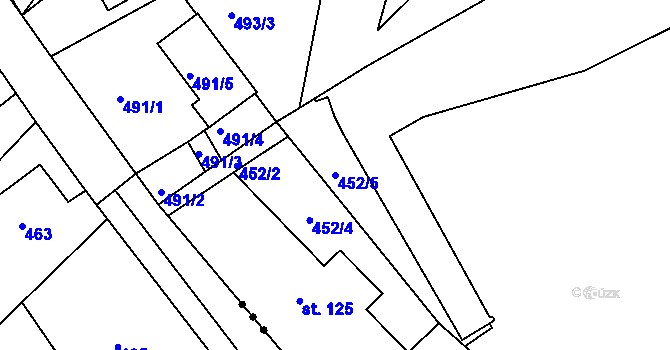 Parcela st. 452/5 v KÚ Hvozdec, Katastrální mapa