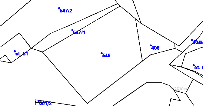 Parcela st. 546 v KÚ Hvozdec, Katastrální mapa