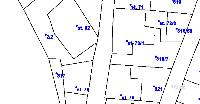 Parcela st. 593/1 v KÚ Hvozdec, Katastrální mapa