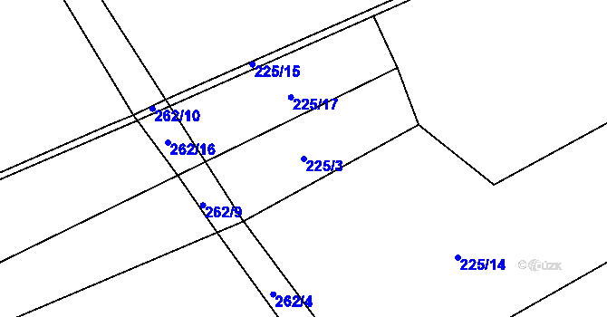 Parcela st. 225/3 v KÚ Hvozdec, Katastrální mapa