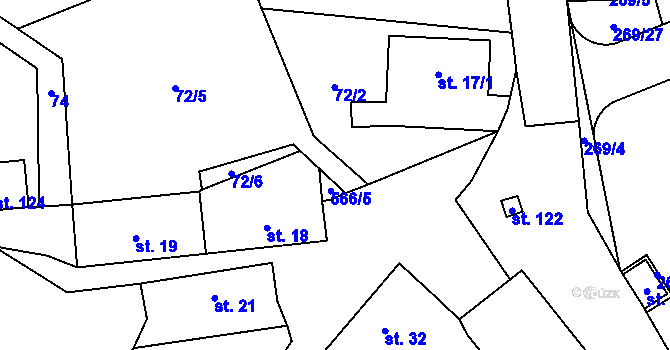 Parcela st. 566/6 v KÚ Hvozdec, Katastrální mapa