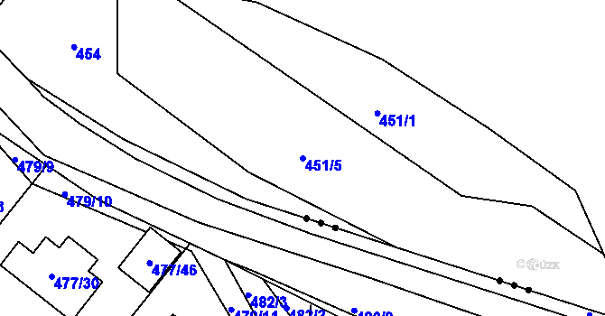 Parcela st. 451/5 v KÚ Hvozdec, Katastrální mapa