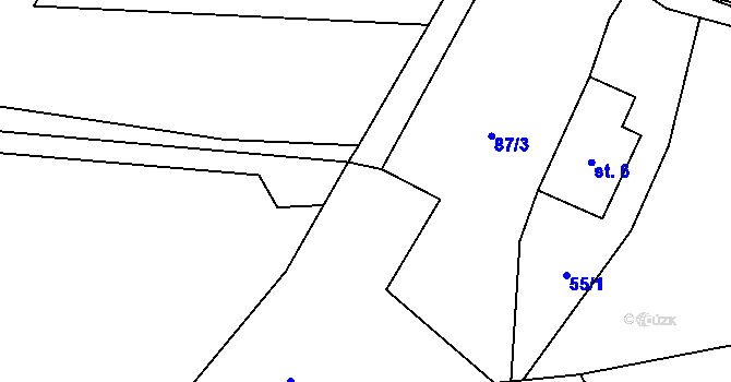 Parcela st. 87/5 v KÚ Hvozdec, Katastrální mapa