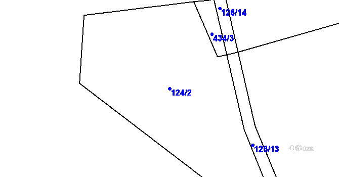 Parcela st. 124/2 v KÚ Hvozdec, Katastrální mapa