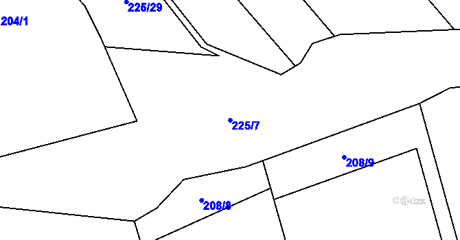 Parcela st. 225/7 v KÚ Hvozdec, Katastrální mapa