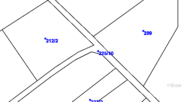 Parcela st. 225/10 v KÚ Hvozdec, Katastrální mapa