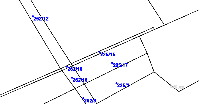 Parcela st. 225/15 v KÚ Hvozdec, Katastrální mapa